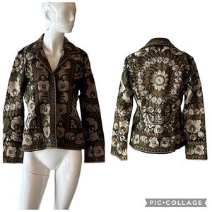 Biya by Johnny Was Embroidered Blazer Jacket Blk Multi Boho Tapestry Art Size S